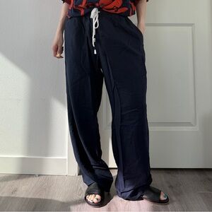 Uniqlo Navy Drawstring linen Pants